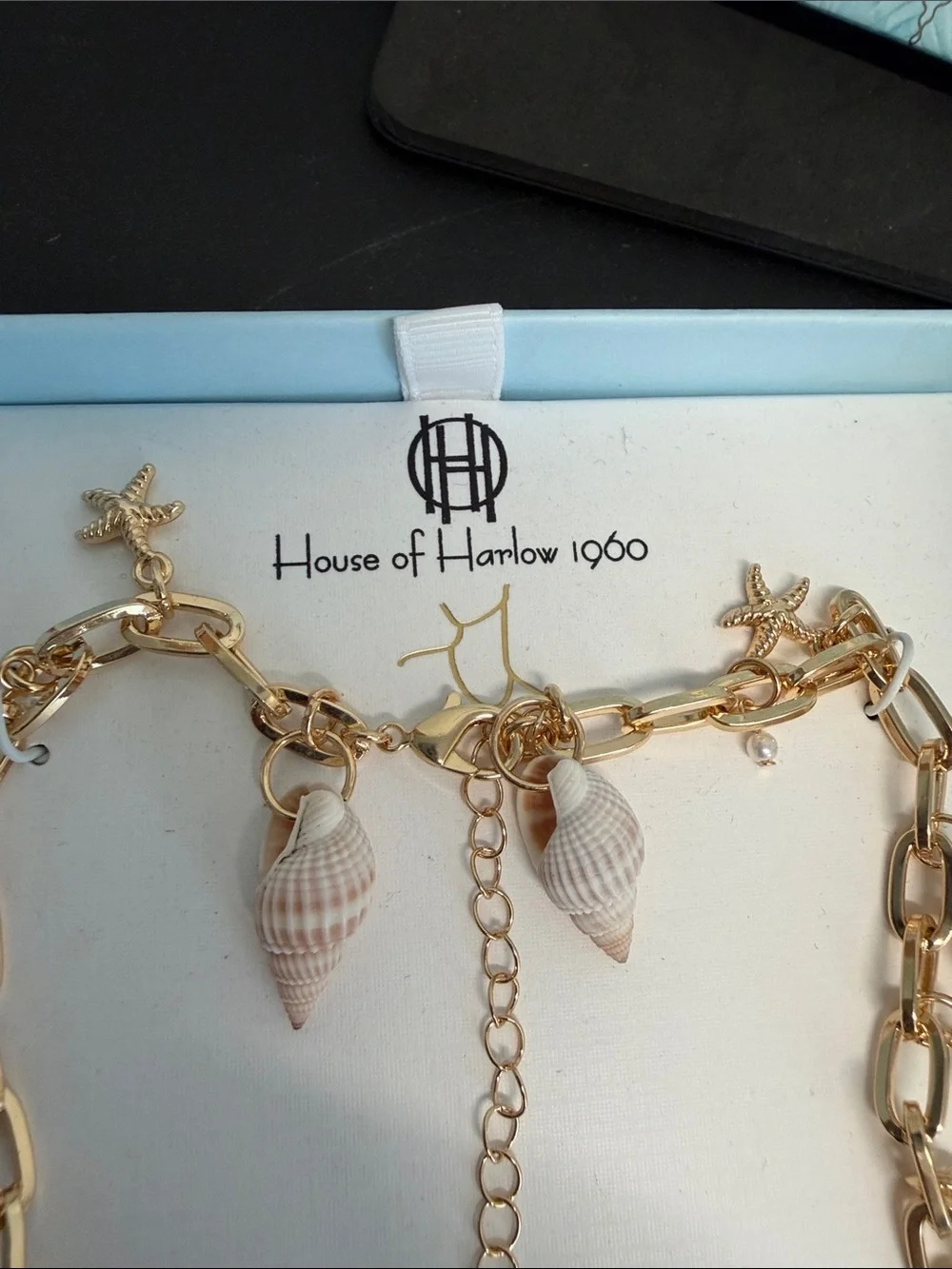 House Of Harlow 1960 | Coastal Natural Shell Starfish Pearl Statement Necklace ✨